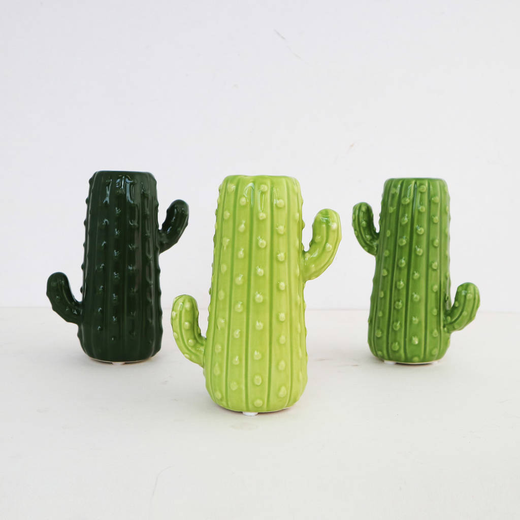 Decorative Green Cactus Vase By Posh Totty Designs Interiors
