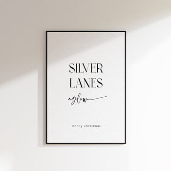 Silver Lanes Aglow Minimal Christmas Print, 6 of 6
