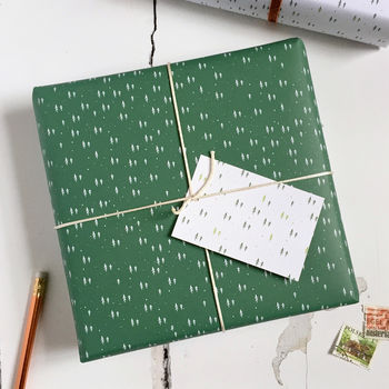 Tiny Christmas Trees Green Wrapping Paper, 4 of 12
