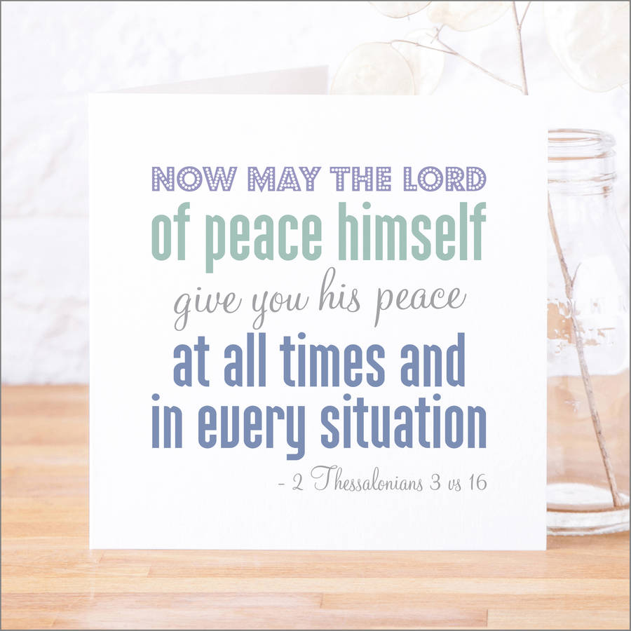 'Peace At All Times' Contemporary Bible Verse Card, 1 of 4