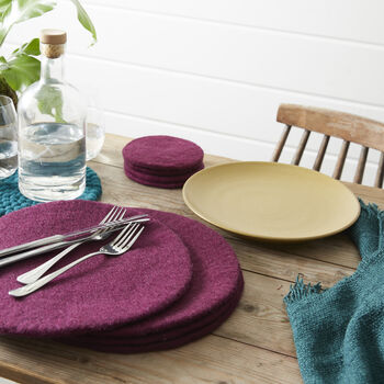 Fair Trade Handmade Eco Felt Table Mat Placemat 4pc Set, 2 of 12