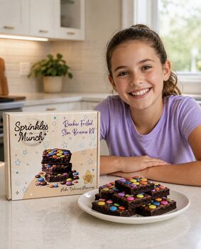 Kids Baking Kit Diy Rainbow Frosted Slim Brownie Gift, 7 of 12