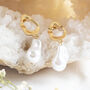 Chunky Gold Plated Irregular Pearl Earrings, thumbnail 2 of 6