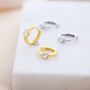 Single Pear Cut Cz Huggie Hoop In Sterling Silver, thumbnail 6 of 12