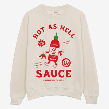 Hot As Hell Sauce Unisex Graphic Sweatshirt In Vanilla, 6 of 6