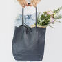 Navy Soft Leather Tote Shopper, thumbnail 4 of 11