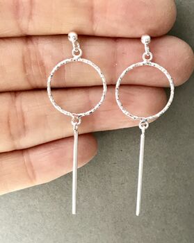Sterling Silver Geometric Dangly Earrings, 2 of 3