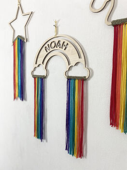 Personalised Wooden Rainbow With Luxury Fringing, 3 of 12