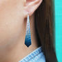 Blue Silver Plated Graduated Long Drop Earrings, thumbnail 1 of 2