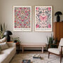Set Of Two William Morris Pink Butterfly Art Prints, thumbnail 1 of 4