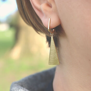 Triangle Earrings 18k Geometric Jewellery, 5 of 7