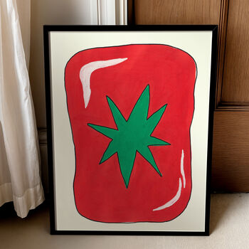 Wavy Tomato Art Print – Hand Drawn Abstract Fruit Illustration And Kitchen Wall Art, 2 of 6