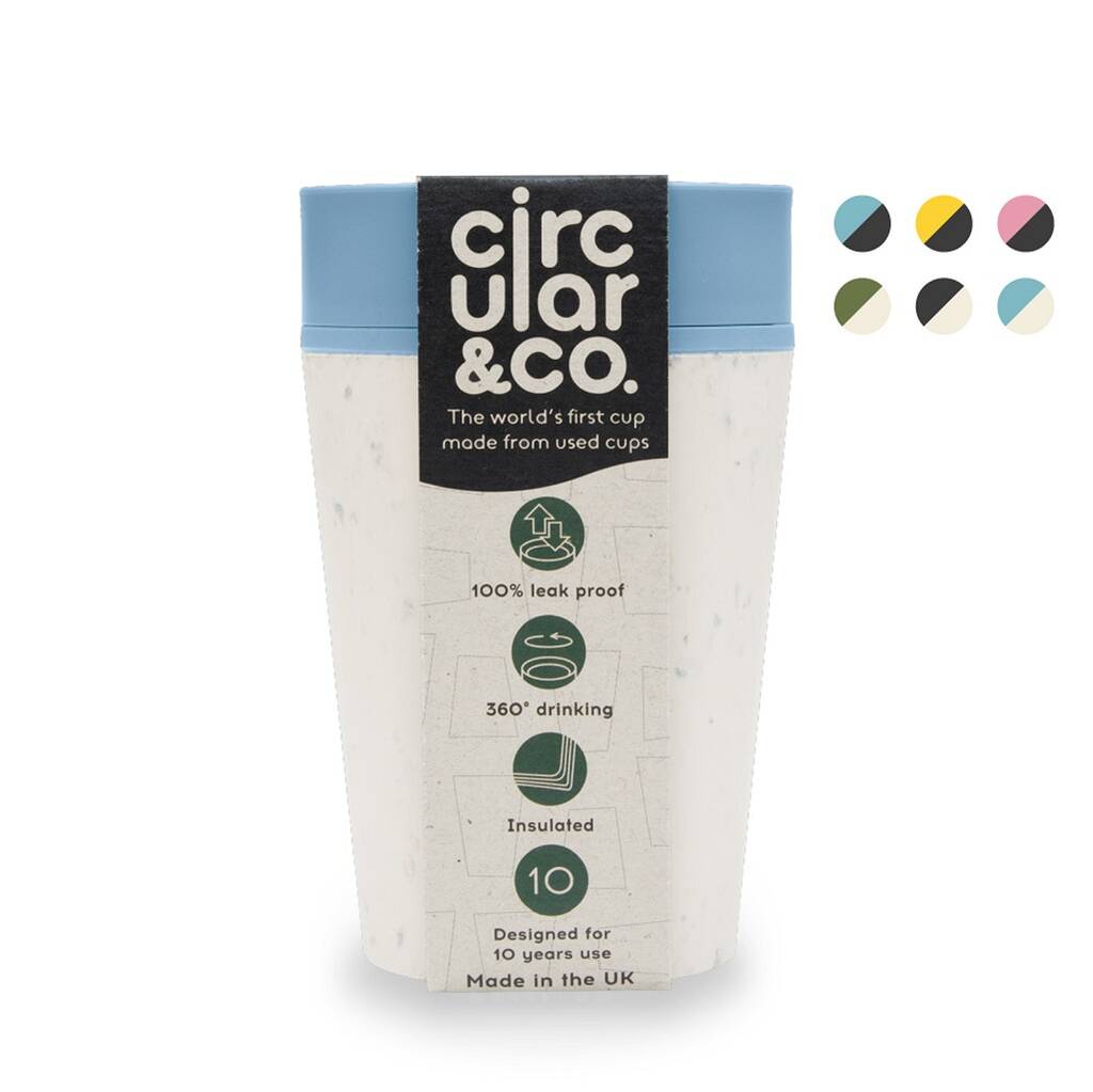 Image of Leak Proof Reusable Cup 8oz Cream And Faraway Blue