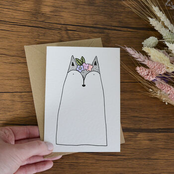 Illustrated Floral Crown Fox Card, 2 of 3