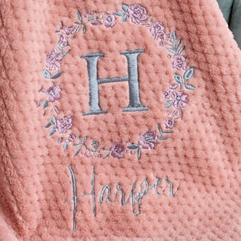 Personalised Initial Baby Dusty Pink Blanket, 2 of 4