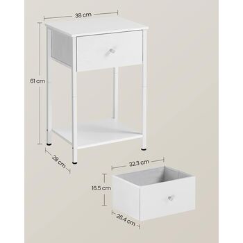 White Bedside Table Side Table With Fabric Drawer, 8 of 8