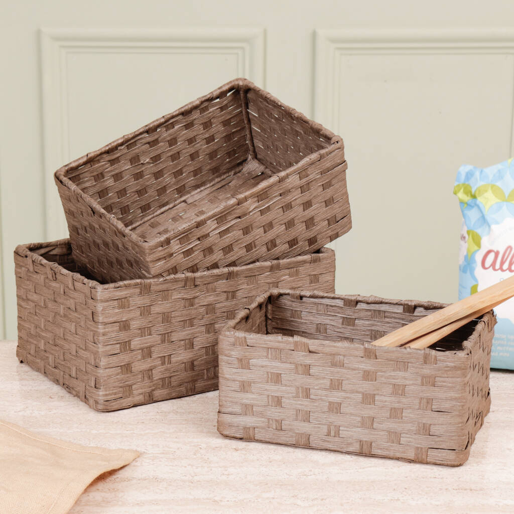 Set Of Three Hand Woven Home Storage Baskets By Dibor ...