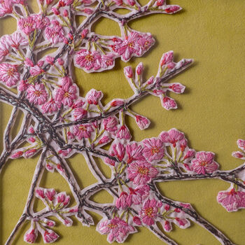 Framed Cherry Blossom Embroidered Artwork, 3 of 6