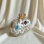Flower Clasp Oval Off White Clutch, thumbnail 2 of 9