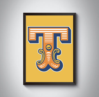 Capital T Letter Bold Carnival Initial Art Circus Print, 3 of 4