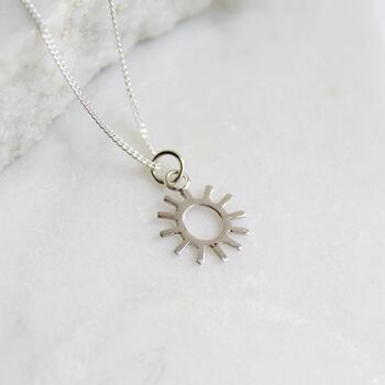 Sun Charm Necklace Sterling Silver, 2 of 8
