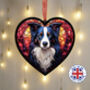 Border Collie Stained Glass Effect Heart Suncatcher, thumbnail 1 of 6