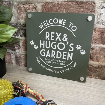 Welcome To 'Your Dogs' Garden Sign, 2 of 8
