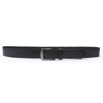 Thick Black Men's Leather Belt Distressed Finish, 4 of 8