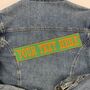 Large 29cm Straight One Line Rectangle Personalised Text Embroidered Fabric Iron On Patch, thumbnail 1 of 6