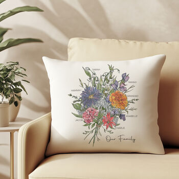 Personalised Family Birth Month Flower Cushion, 2 of 8