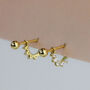 Sterling Silver Crystal Spike Cuff Stud Earrings, thumbnail 3 of 5