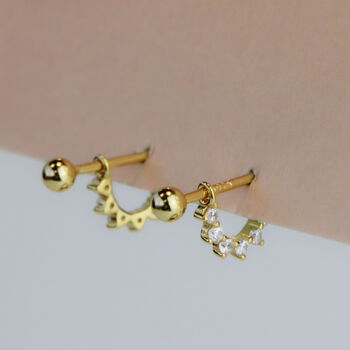 Sterling Silver Crystal Spike Cuff Stud Earrings, 3 of 5
