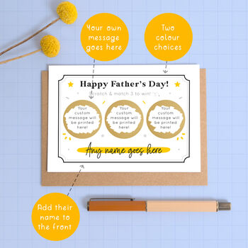 Personalised Father's Day Match Three Scratch Card, 3 of 9