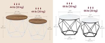 Set Of Two Round Coffee Tables With Steel Frame, 11 of 12