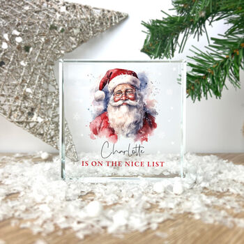 Personalised Traditional Santa 'Nice List' Crystal Token, 3 of 6