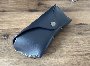 Personalised Dark Blue Leather Glasses Case, 7 of 12