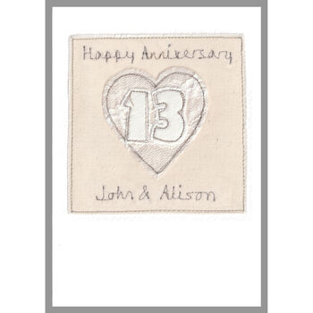 Personalised 13th Lace Wedding Anniversary Card, 3 of 8