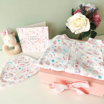 New Baby Girl Unicorn Pink Gift Box, 2 of 7