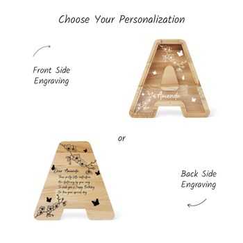 Personalized Piggy Bank, Wooden Kids Letters, 9 of 10