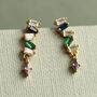 Rainbow Zigzag Drop Sterling Silver Stud Earrings, thumbnail 1 of 5