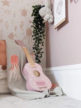 Personalised Pastel Pink Starry Toy Guitar, 3 of 4