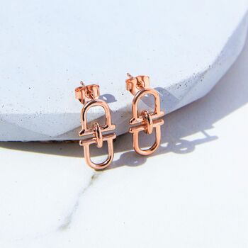 Interlocking Charm Gold Plated Sterling Silver Earrings, 3 of 9