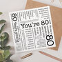 Funny 80th Birthday Card, You're 80 Quotes, thumbnail 1 of 3