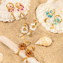 18 K Gold Plated Hoop Earrings With Flower And Pearl Drop, thumbnail 6 of 11
