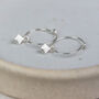 Sterling Silver Diamond Bead Charm Hoops, thumbnail 1 of 2