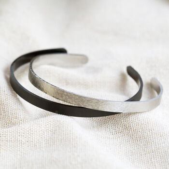 Men's Personalised Hammered Stainless Steel Bangle, 2 of 8