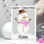 Personalised Snowman Baby 1st Christmas Card, thumbnail 2 of 8