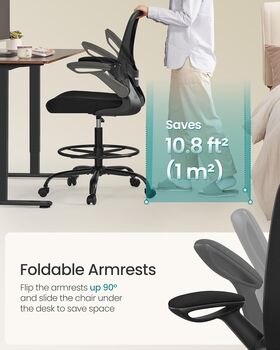 Drafting Chair Mesh Office Chair With Footrest, 5 of 7