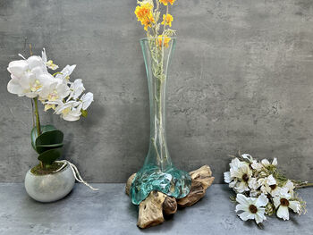 Large 40cm Molten Glass On Root Vase – Fluted Display, 9 of 12