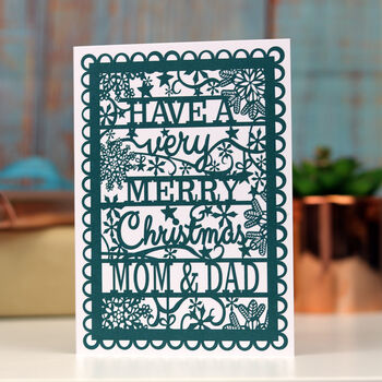 Mum/Mam/Mom And Dad Printed A6 Christmas Card, 3 of 4